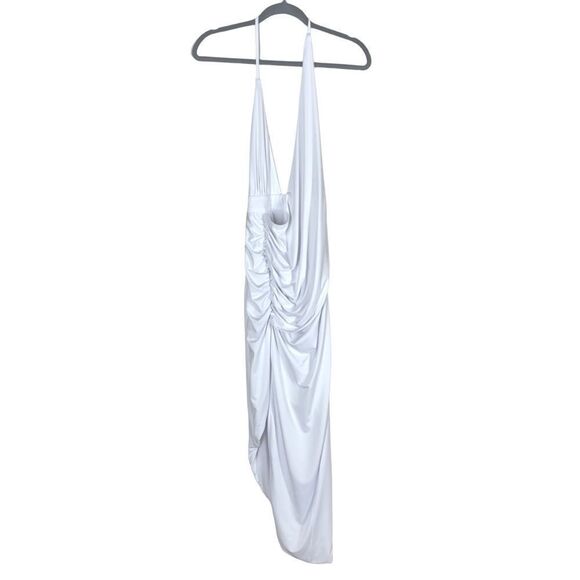 REVOLVE Superdown Mia Drape Slit Dress in White Stretch Asymmetric Design Small - Picture 5 of 8